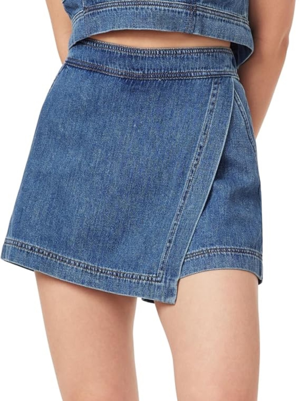 Kensie Jeans | 5-inch Drapey High Rise Denim Skort